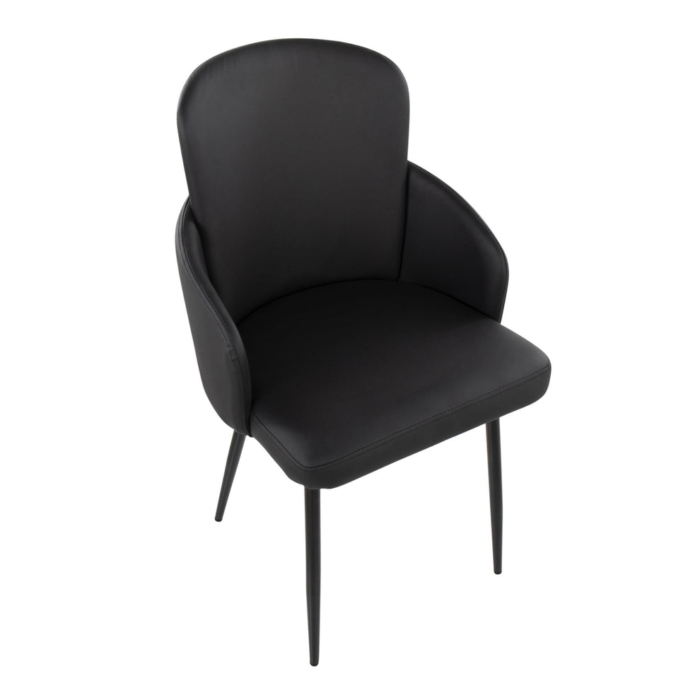 Dahlia Contemporary Dining Chair in Black Metal and Black Faux Leather with Chrome Accent By LumiSource - Set of 2 | Dining Chairs | Modishstore - 3