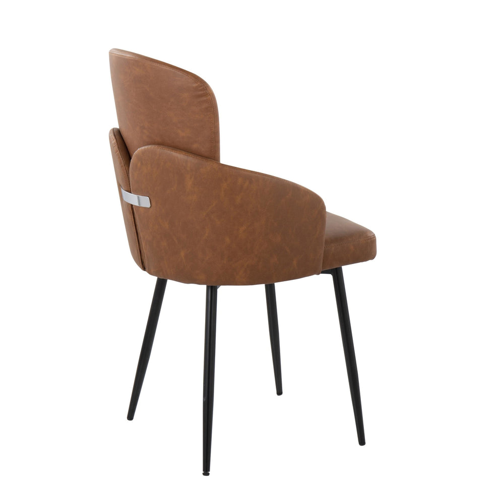 Dahlia Contemporary Dining Chair in Black Metal and Black Faux Leather with Chrome Accent By LumiSource - Set of 2 | Dining Chairs | Modishstore - 14