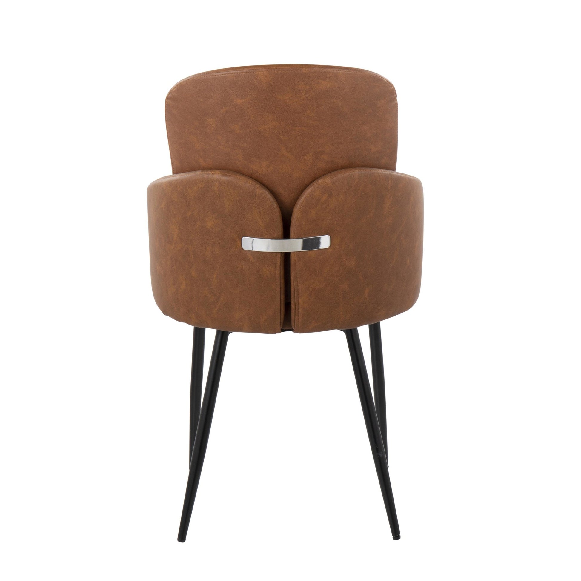 Dahlia Contemporary Dining Chair in Black Metal and Black Faux Leather with Chrome Accent By LumiSource - Set of 2 | Dining Chairs | Modishstore - 15