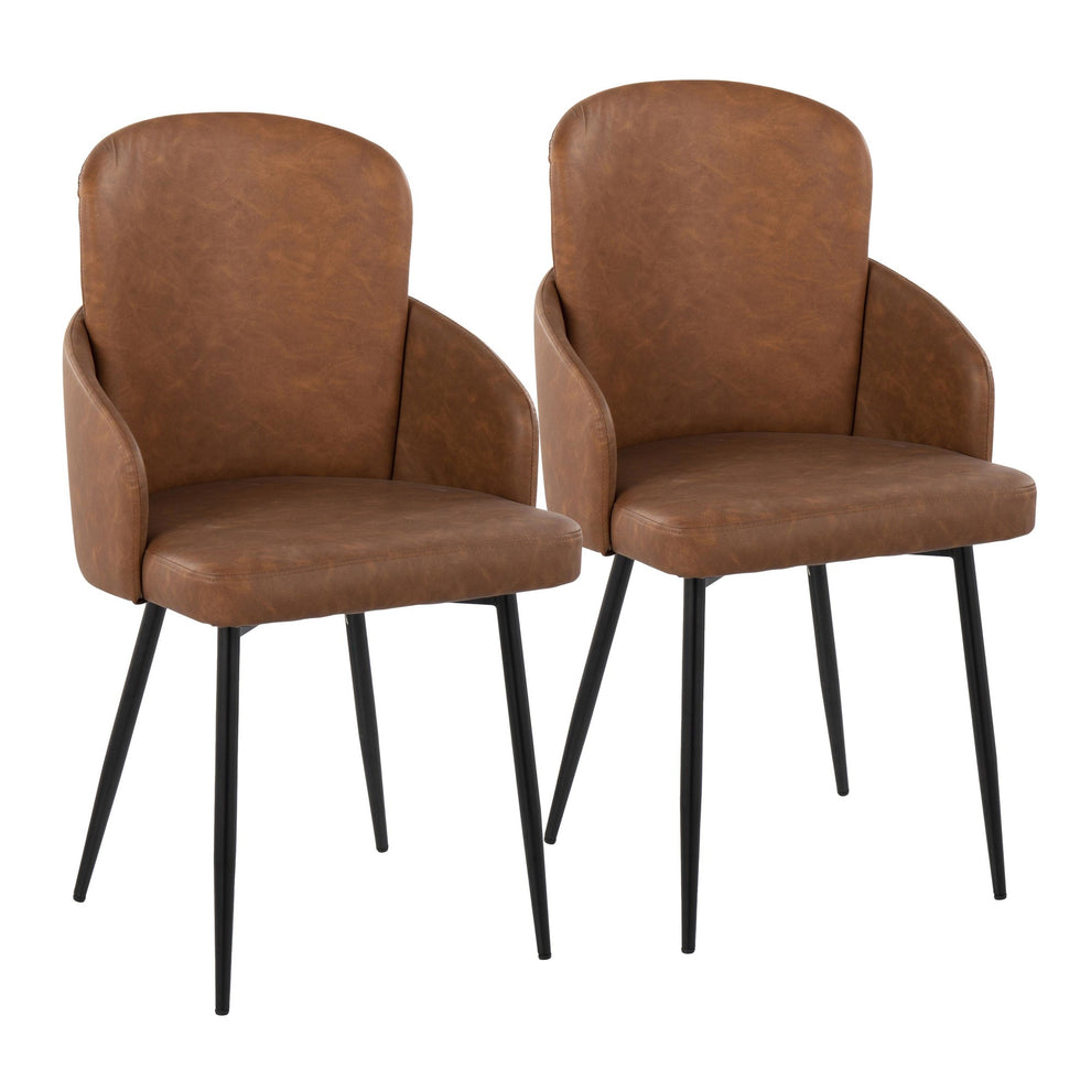 Dahlia Contemporary Dining Chair in Black Metal and Black Faux Leather with Chrome Accent By LumiSource - Set of 2 | Dining Chairs | Modishstore - 9