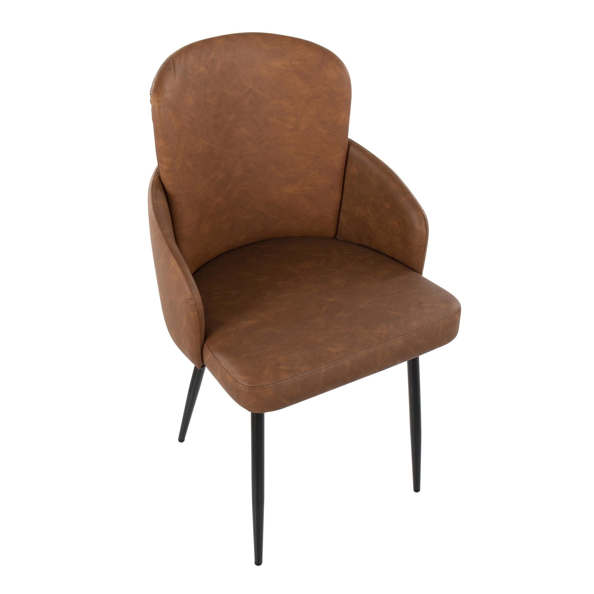 Dahlia Contemporary Dining Chair in Black Metal and Black Faux Leather with Chrome Accent By LumiSource - Set of 2 | Dining Chairs | Modishstore - 10