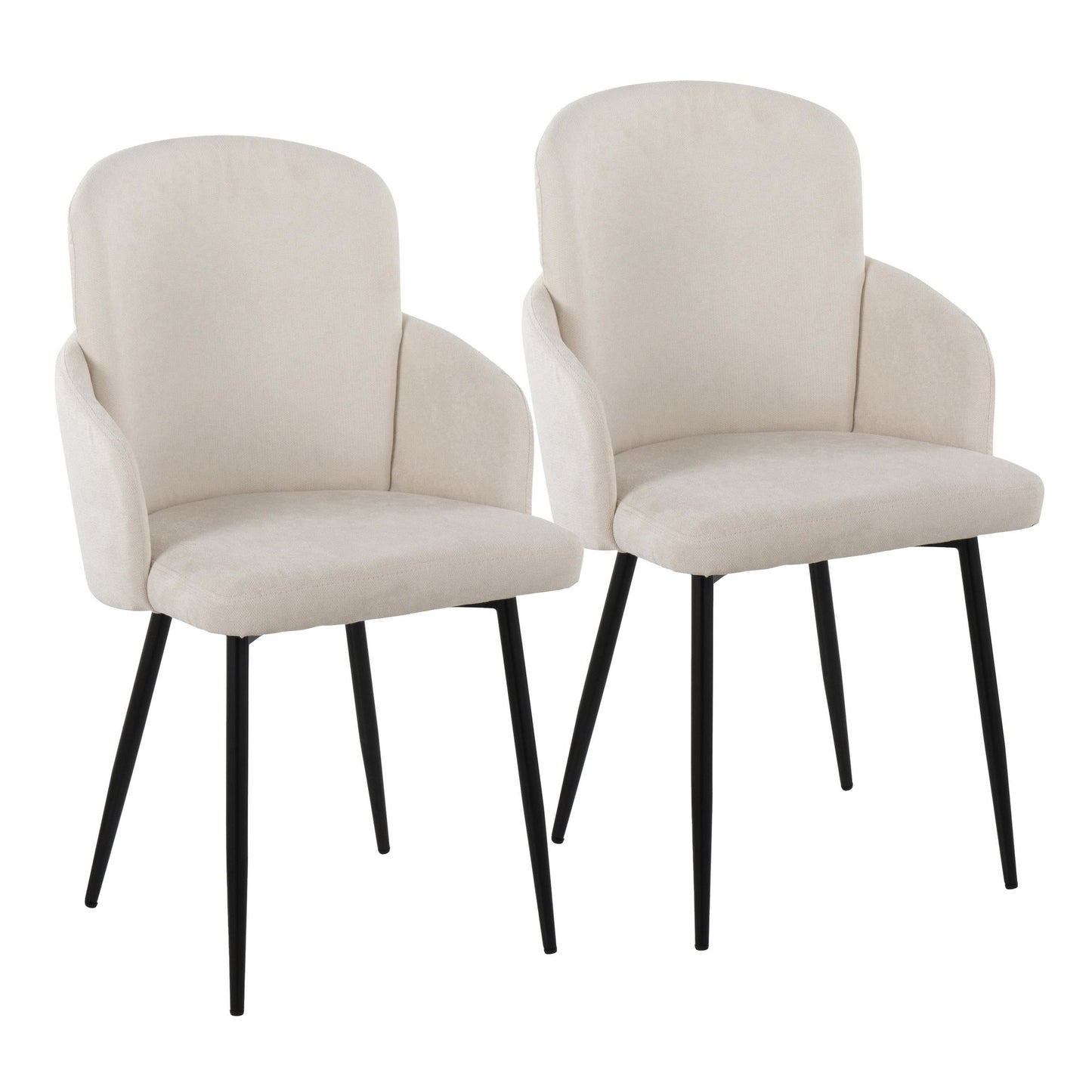 Dahlia Contemporary Dining Chair in Black Metal and Cream Fabric with Chrome Accent By LumiSource - Set of 2 | Dining Chairs | Modishstore
