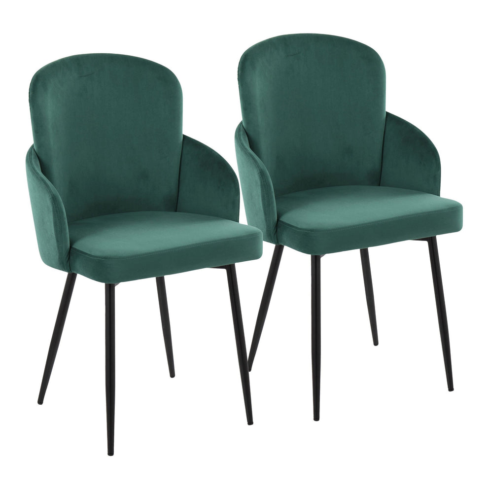 Dahlia Contemporary Dining Chair in Black Metal and Black Velvet with Gold Accent By LumiSource - Set of 2 | Dining Chairs | Modishstore - 16