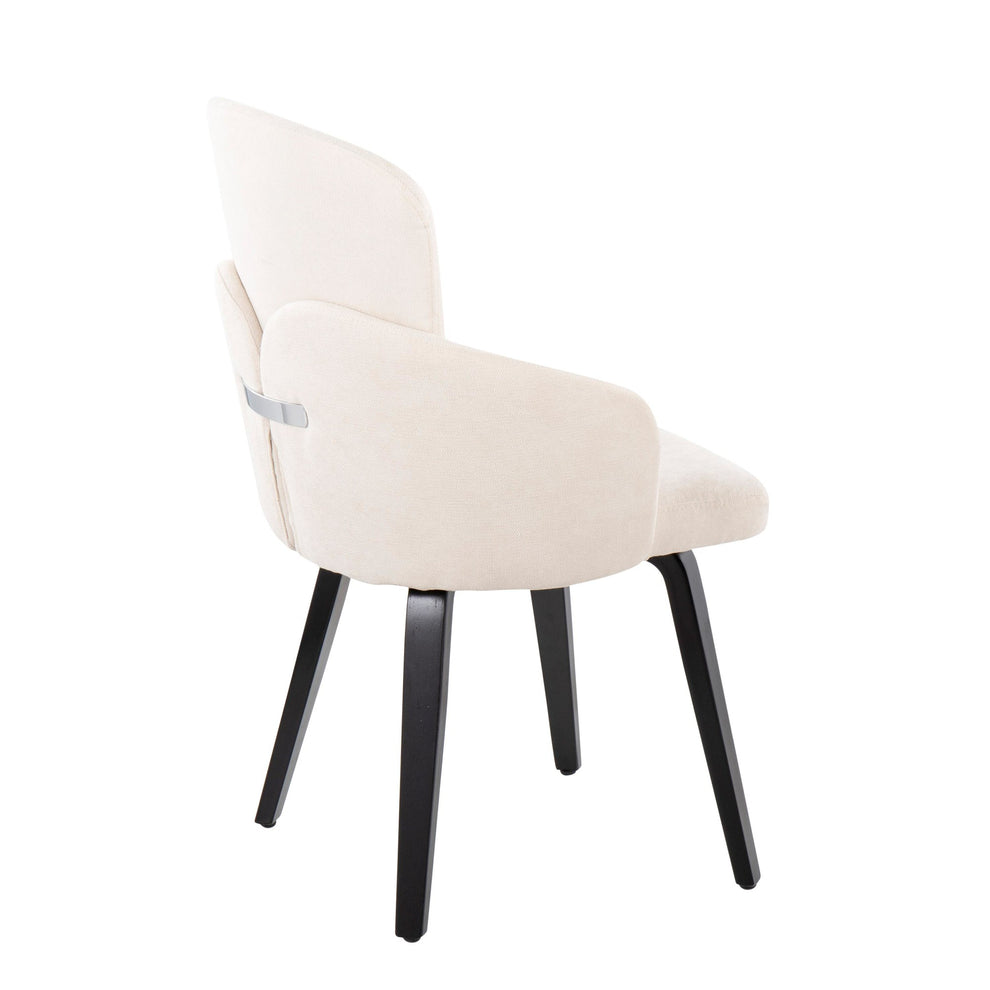 Dahlia Contemporary Dining Chair in Black Wood and Cream Fabric with Chrome Accent By LumiSource - Set of 2 | Dining Chairs | Modishstore - 7