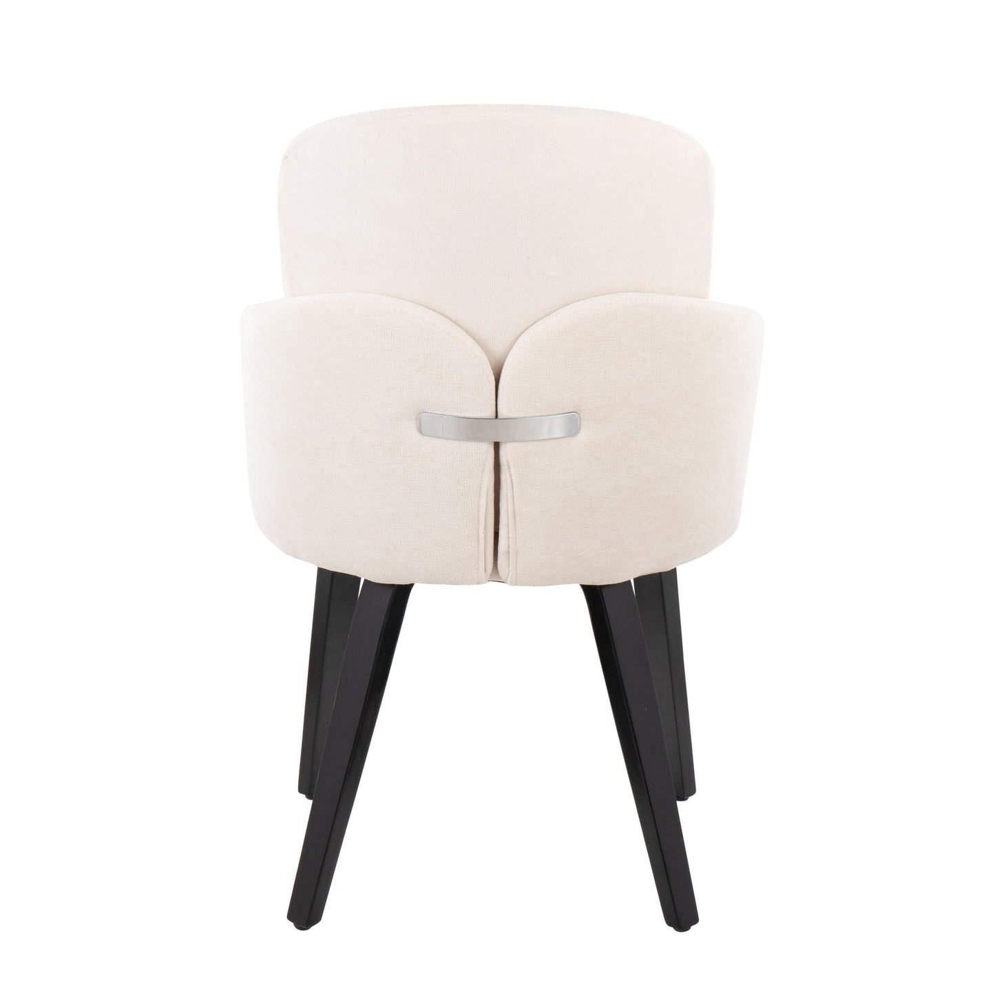 Dahlia Contemporary Dining Chair in Black Wood and Cream Fabric with Chrome Accent By LumiSource - Set of 2 | Dining Chairs | Modishstore - 8