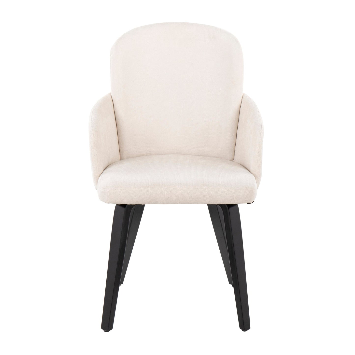 Dahlia Contemporary Dining Chair in Black Wood and Cream Fabric with Chrome Accent By LumiSource - Set of 2 | Dining Chairs | Modishstore - 2