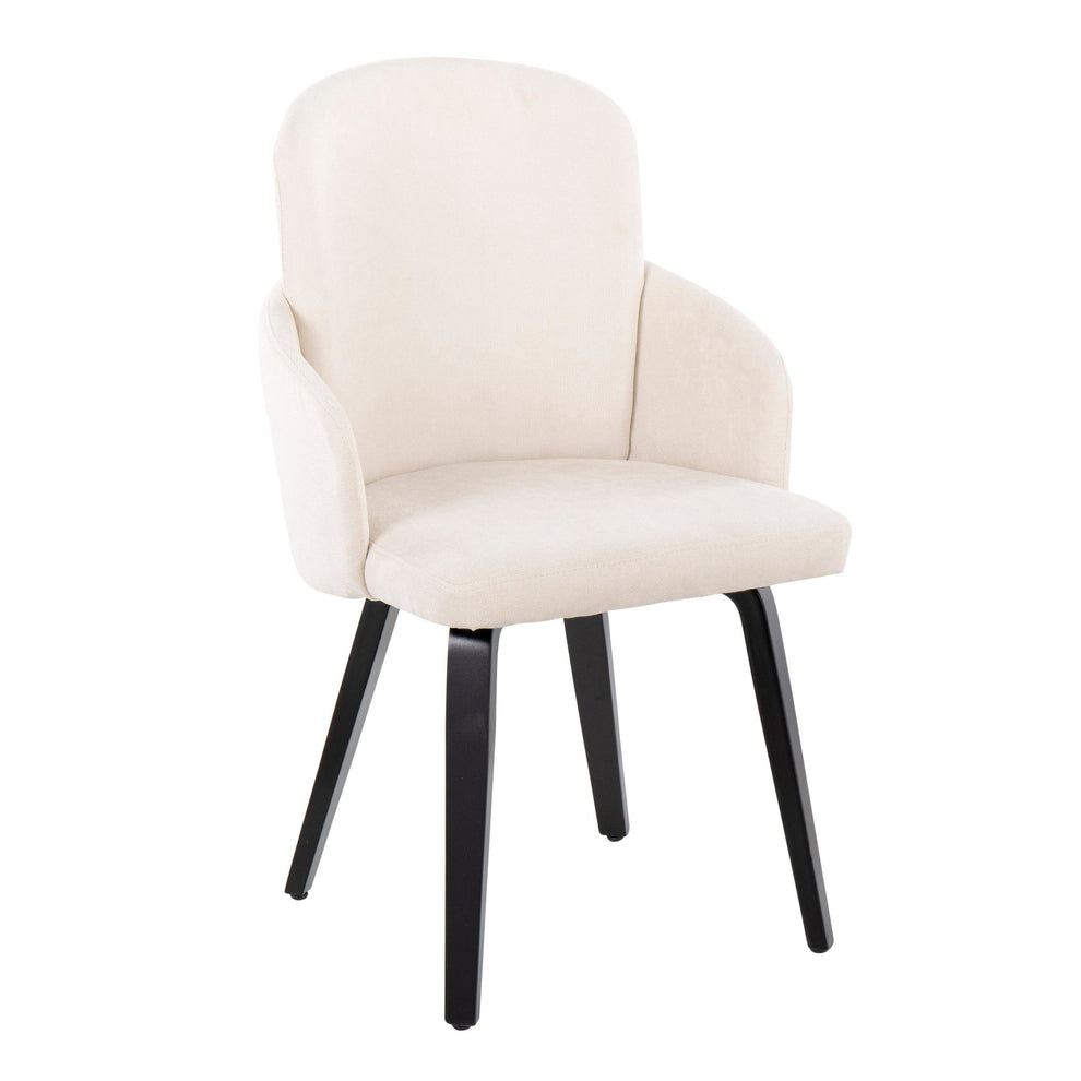 Dahlia Contemporary Dining Chair in Black Wood and Cream Fabric with Chrome Accent By LumiSource - Set of 2 | Dining Chairs | Modishstore - 5