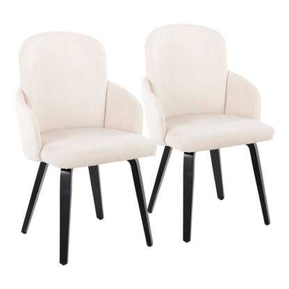 Dahlia Contemporary Dining Chair in Black Wood and Cream Fabric with Chrome Accent By LumiSource - Set of 2 | Dining Chairs | Modishstore