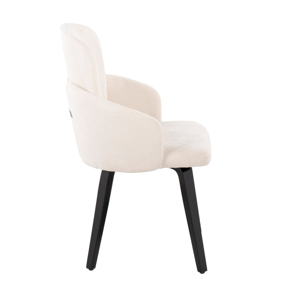 Dahlia Contemporary Dining Chair in Black Wood and Cream Fabric with Chrome Accent By LumiSource - Set of 2 | Dining Chairs | Modishstore - 6