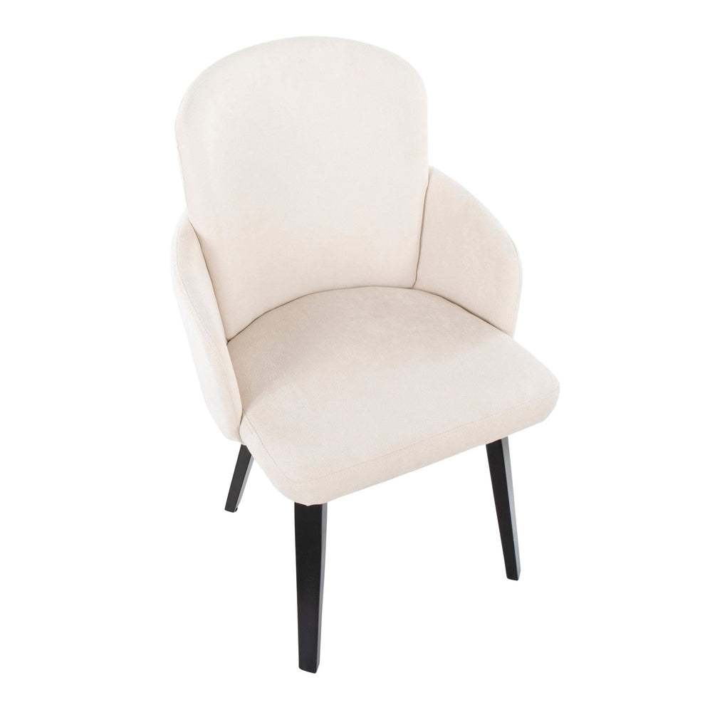 Dahlia Contemporary Dining Chair in Black Wood and Cream Fabric with Chrome Accent By LumiSource - Set of 2 | Dining Chairs | Modishstore - 3