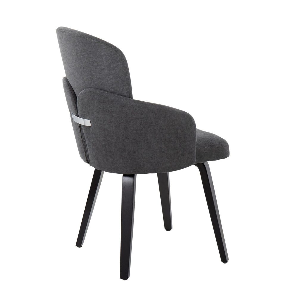Dahlia Contemporary Dining Chair in Black Wood and Cream Fabric with Chrome Accent By LumiSource - Set of 2 | Dining Chairs | Modishstore - 15