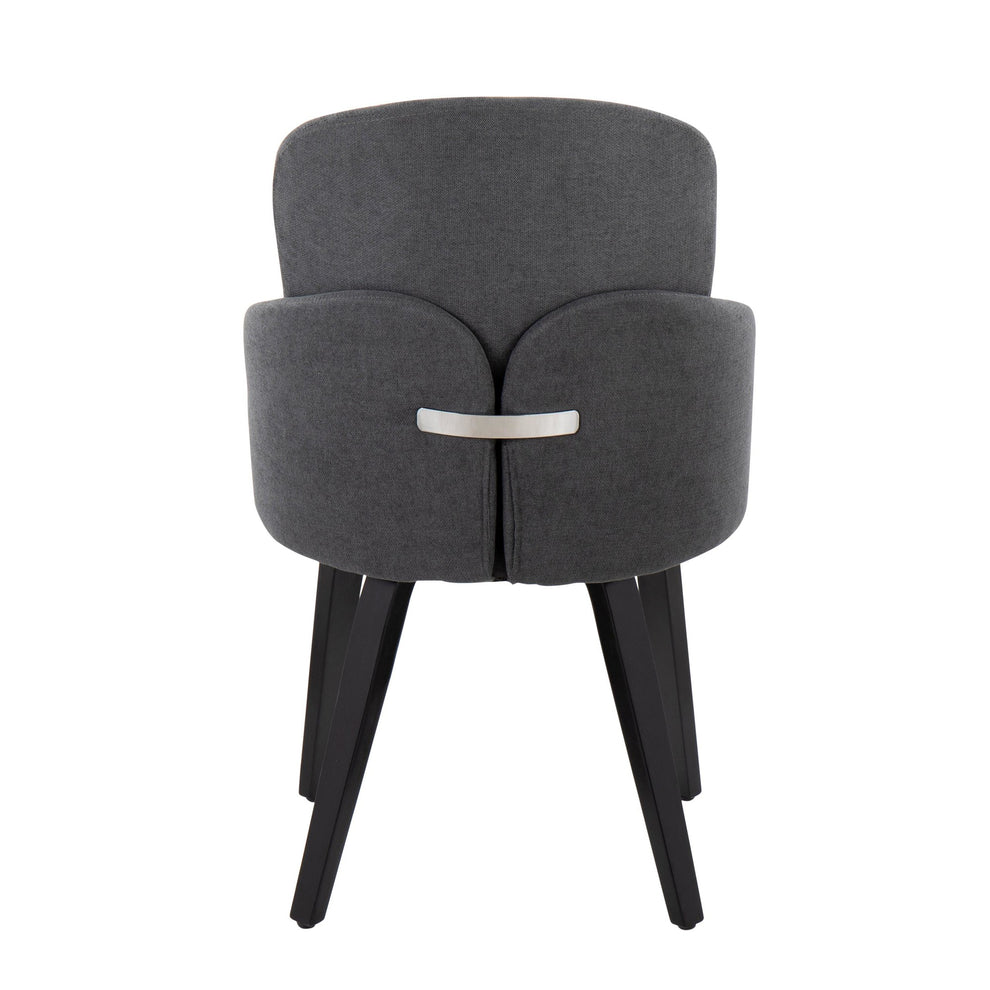 Dahlia Contemporary Dining Chair in Black Wood and Cream Fabric with Chrome Accent By LumiSource - Set of 2 | Dining Chairs | Modishstore - 16