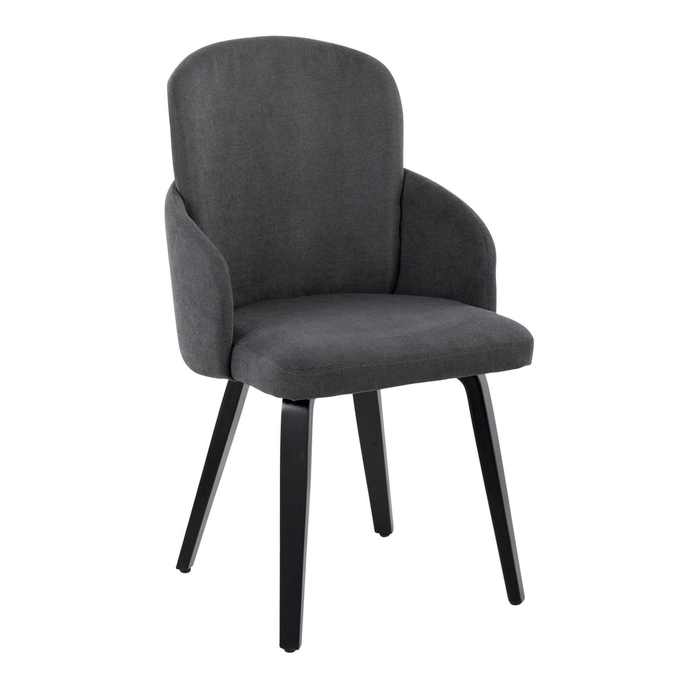 Dahlia Contemporary Dining Chair in Black Wood and Cream Fabric with Chrome Accent By LumiSource - Set of 2 | Dining Chairs | Modishstore - 13