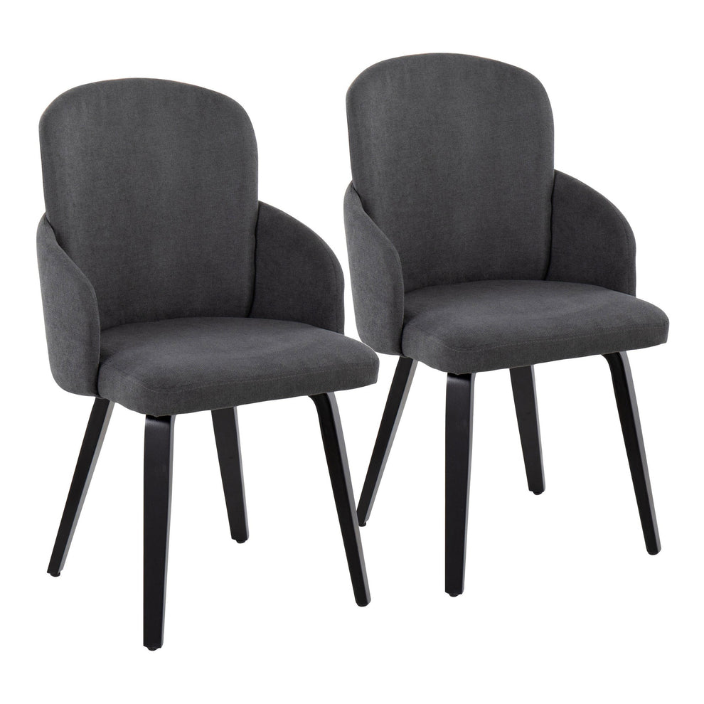 Dahlia Contemporary Dining Chair in Black Wood and Cream Fabric with Chrome Accent By LumiSource - Set of 2 | Dining Chairs | Modishstore - 9