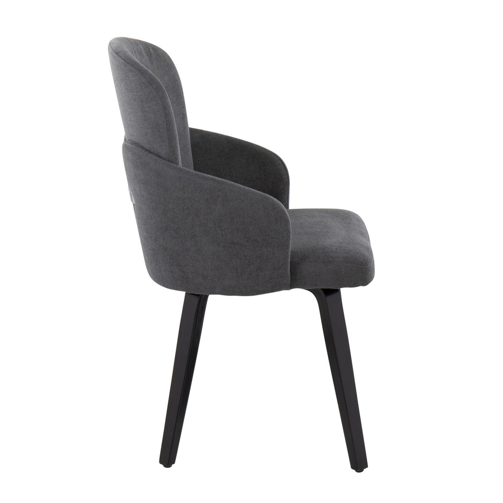 Dahlia Contemporary Dining Chair in Black Wood and Cream Fabric with Chrome Accent By LumiSource - Set of 2 | Dining Chairs | Modishstore - 14
