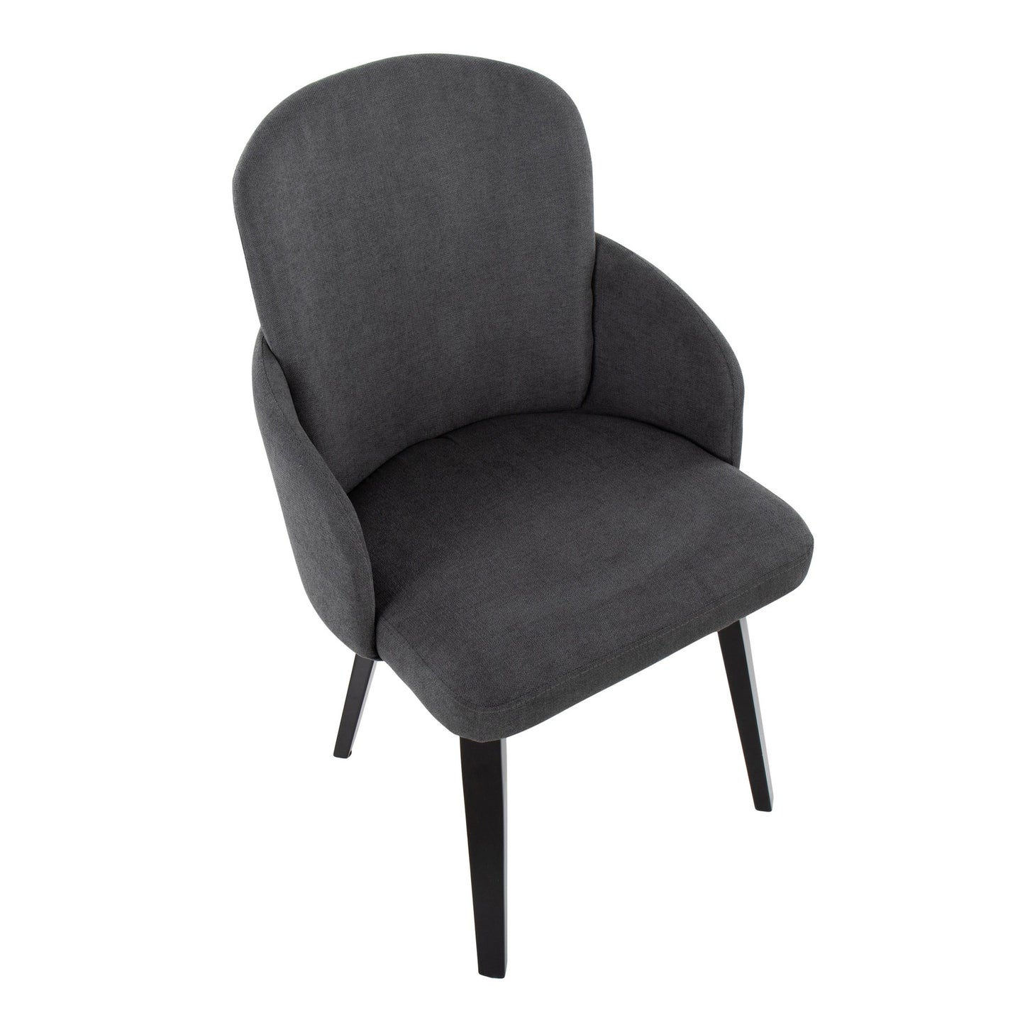 Dahlia Contemporary Dining Chair in Black Wood and Cream Fabric with Chrome Accent By LumiSource - Set of 2 | Dining Chairs | Modishstore - 11