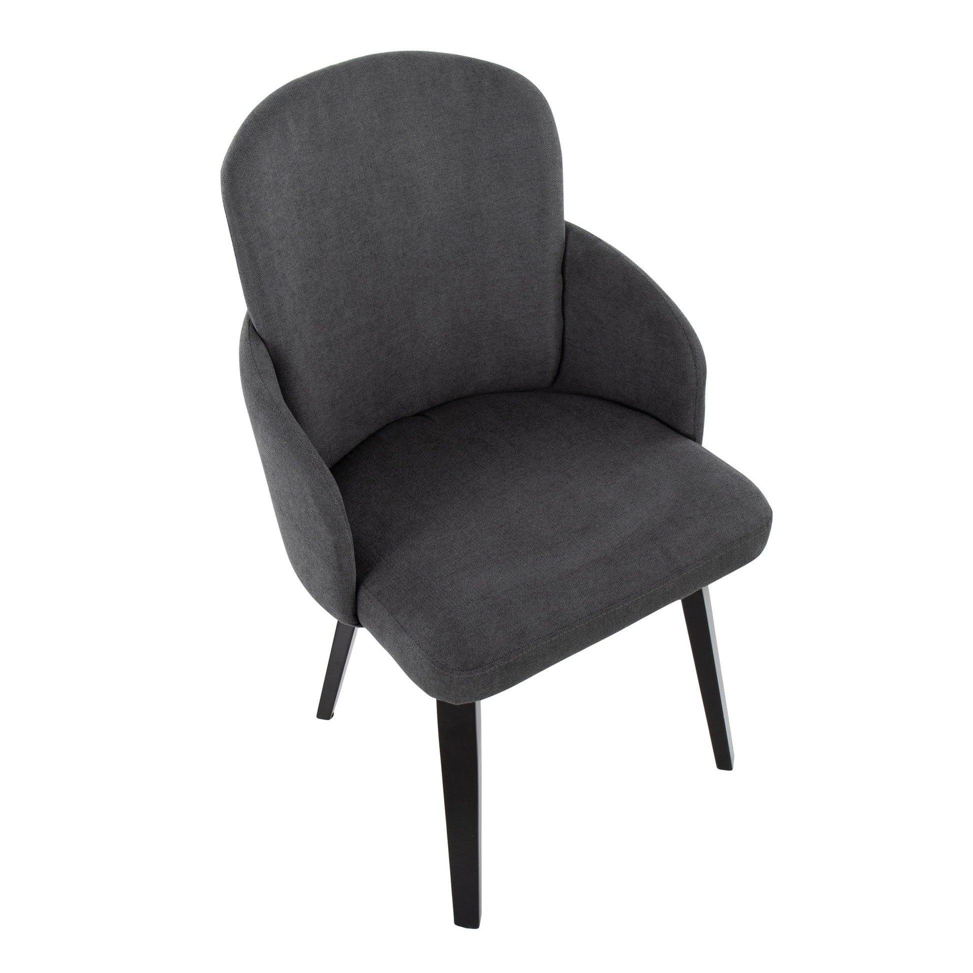 Dahlia Contemporary Dining Chair in Black Wood and Cream Fabric with Chrome Accent By LumiSource - Set of 2 | Dining Chairs | Modishstore - 11