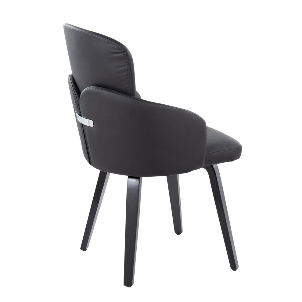 Dahlia Contemporary Dining Chair in Black Wood and Black Faux Leather with Chrome Accent By LumiSource - Set of 2 | Dining Chairs | Modishstore - 7