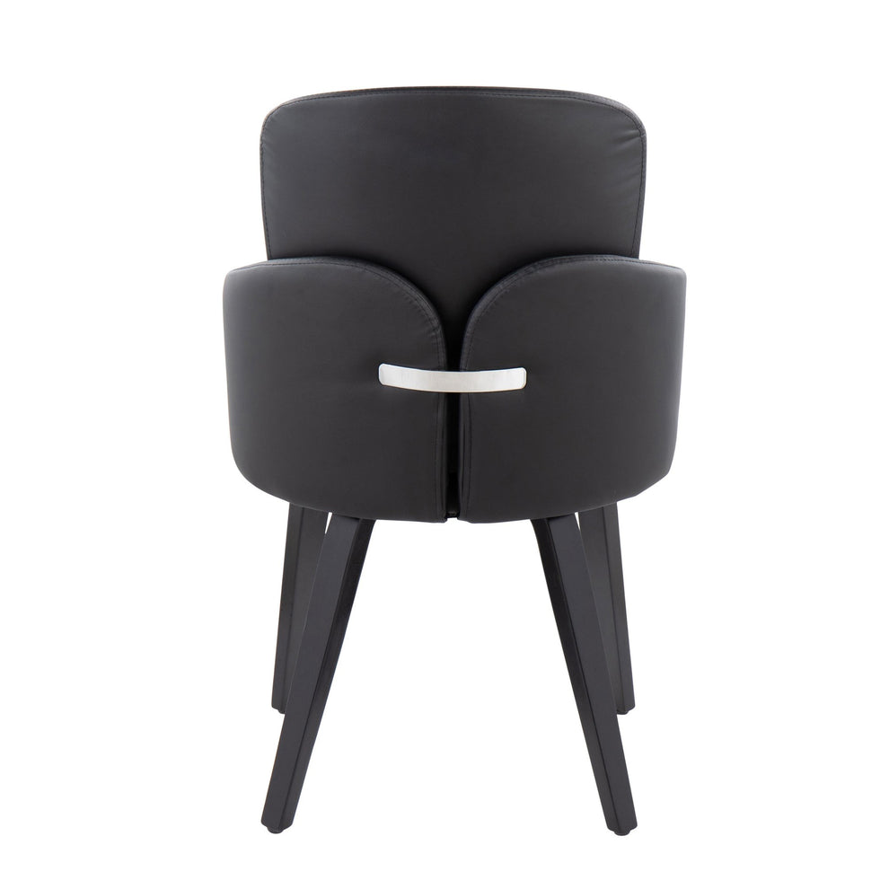 Dahlia Contemporary Dining Chair in Black Wood and Black Faux Leather with Chrome Accent By LumiSource - Set of 2 | Dining Chairs | Modishstore - 8