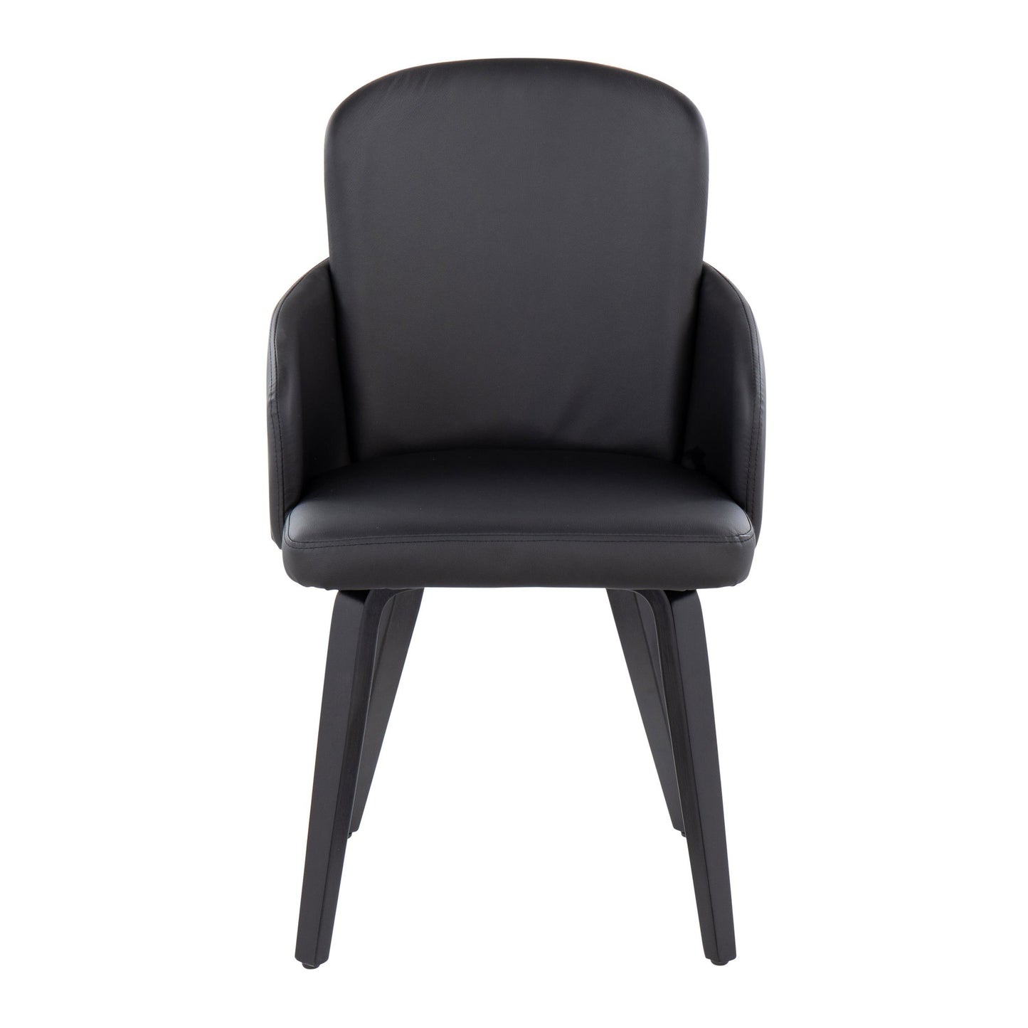 Dahlia Contemporary Dining Chair in Black Wood and Black Faux Leather with Chrome Accent By LumiSource - Set of 2 | Dining Chairs | Modishstore - 2