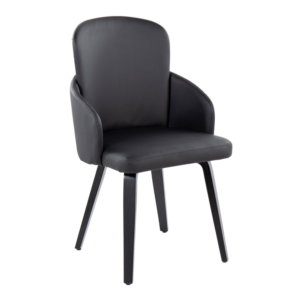 Dahlia Contemporary Dining Chair in Black Wood and Black Faux Leather with Chrome Accent By LumiSource - Set of 2 | Dining Chairs | Modishstore - 5