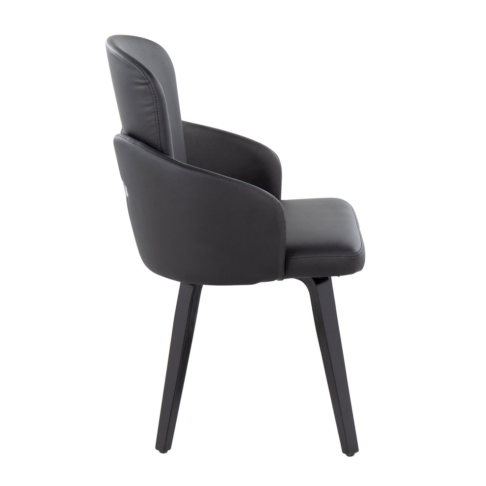 Dahlia Contemporary Dining Chair in Black Wood and Black Faux Leather with Chrome Accent By LumiSource - Set of 2 | Dining Chairs | Modishstore - 6