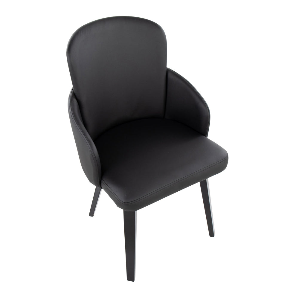 Dahlia Contemporary Dining Chair in Black Wood and Black Faux Leather with Chrome Accent By LumiSource - Set of 2 | Dining Chairs | Modishstore - 3
