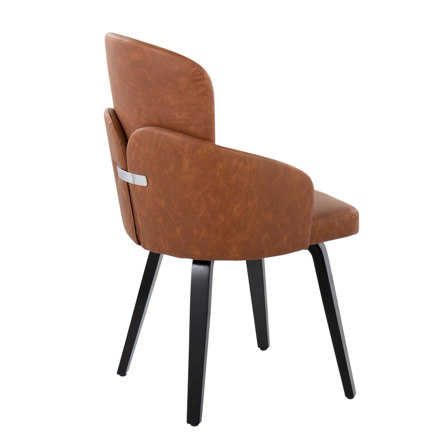 Dahlia Contemporary Dining Chair in Black Wood and Black Faux Leather with Chrome Accent By LumiSource - Set of 2 | Dining Chairs | Modishstore - 15