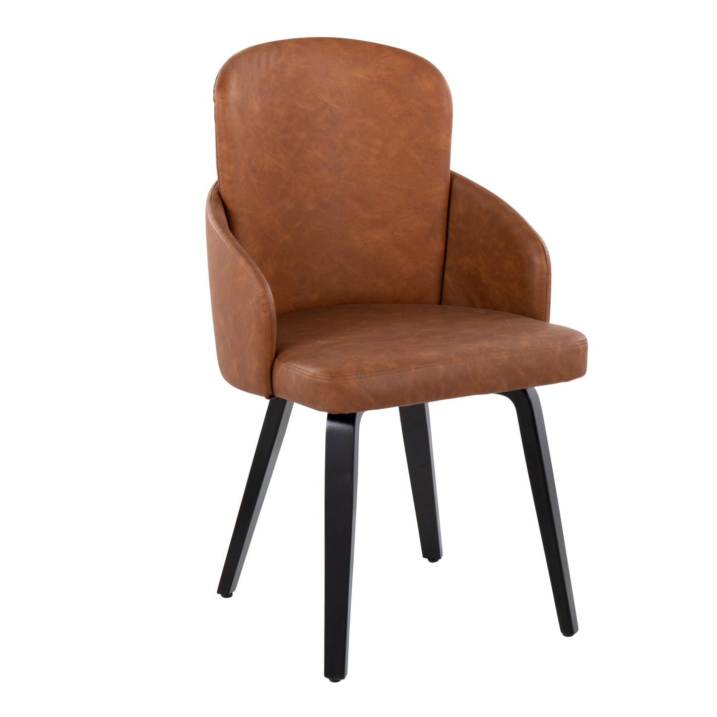 Dahlia Contemporary Dining Chair in Black Wood and Black Faux Leather with Chrome Accent By LumiSource - Set of 2 | Dining Chairs | Modishstore - 13