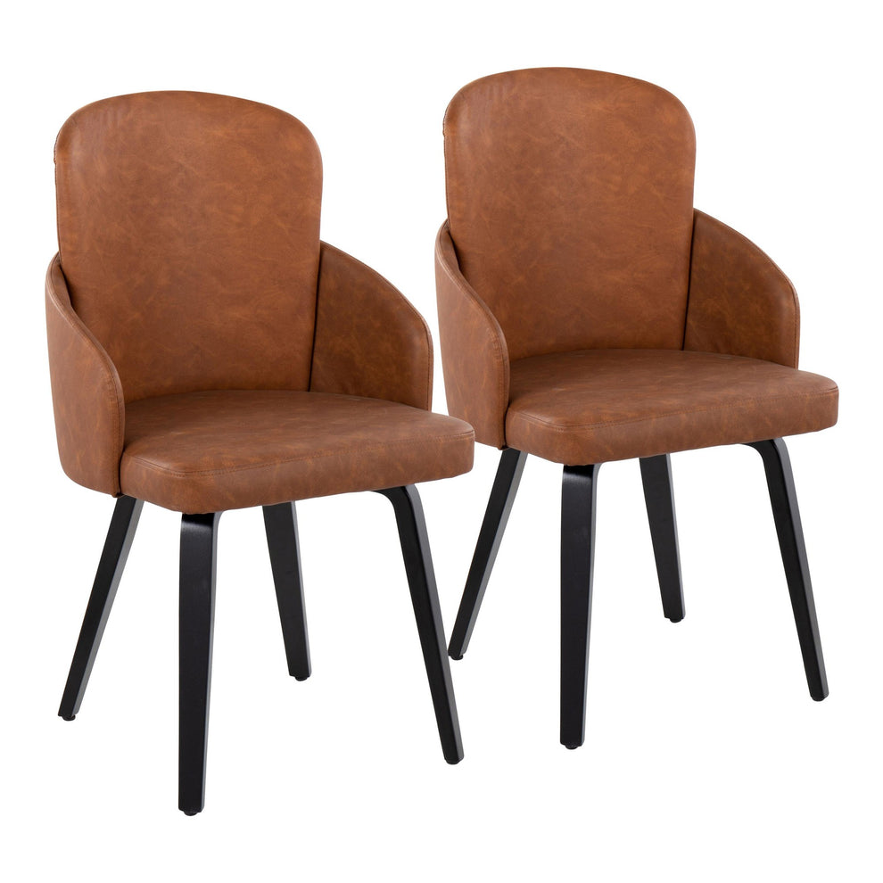 Dahlia Contemporary Dining Chair in Black Wood and Black Faux Leather with Chrome Accent By LumiSource - Set of 2 | Dining Chairs | Modishstore - 9