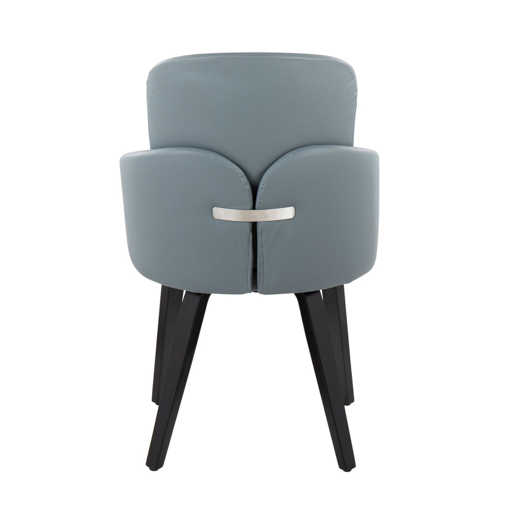 Dahlia Contemporary Dining Chair in Black Wood and Grey Faux Leather with Chrome Accent By LumiSource - Set of 2 | Dining Chairs | Modishstore - 8