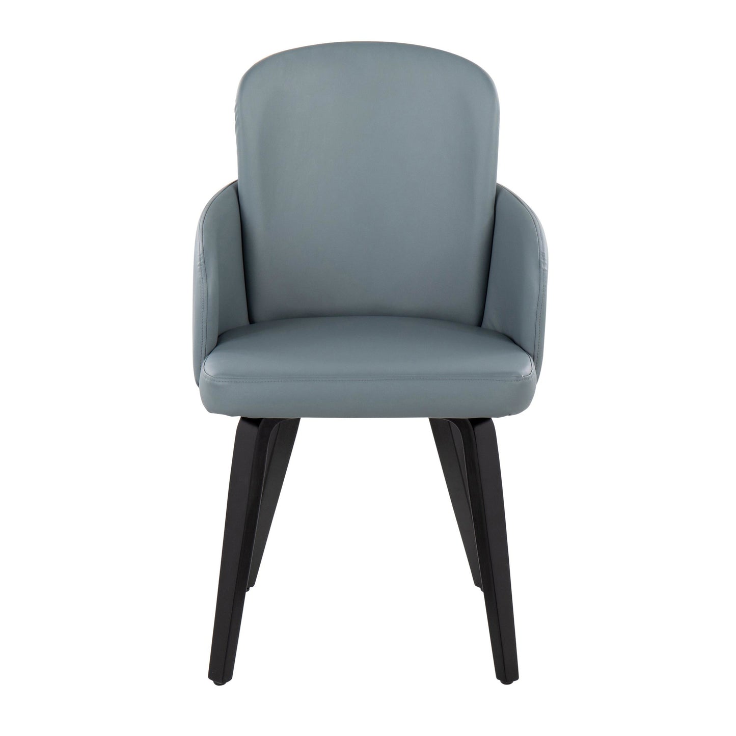 Dahlia Contemporary Dining Chair in Black Wood and Grey Faux Leather with Chrome Accent By LumiSource - Set of 2 | Dining Chairs | Modishstore - 2