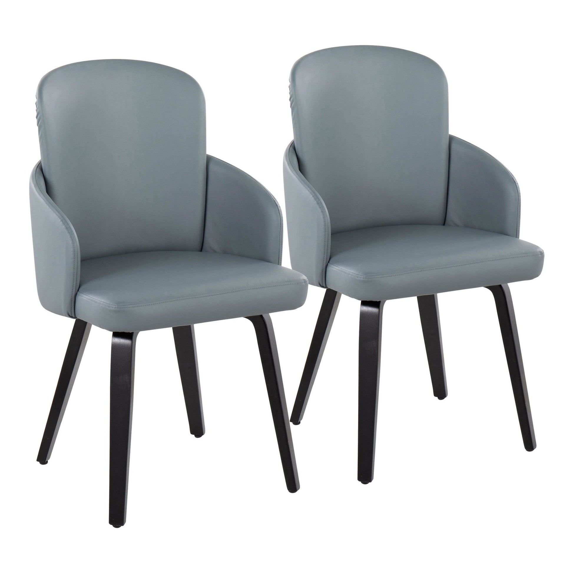 Dahlia Contemporary Dining Chair in Black Wood and Grey Faux Leather with Chrome Accent By LumiSource - Set of 2 | Dining Chairs | Modishstore