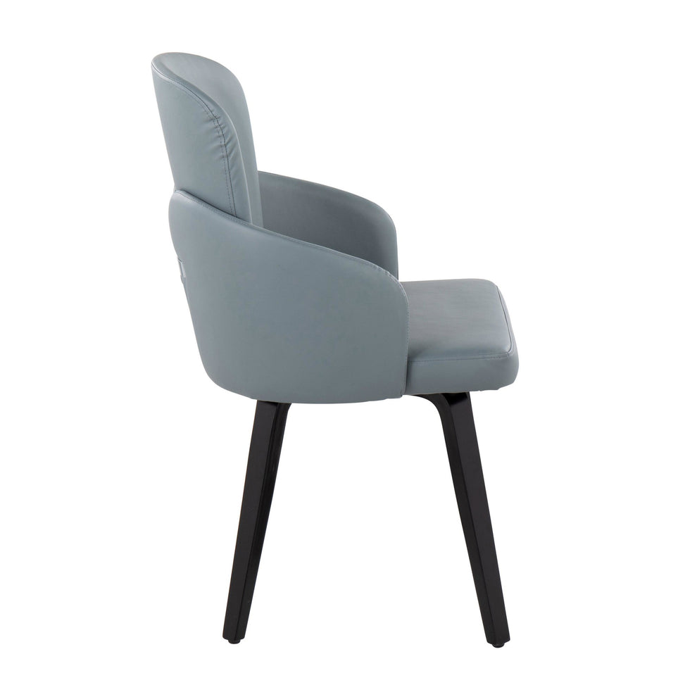 Dahlia Contemporary Dining Chair in Black Wood and Grey Faux Leather with Chrome Accent By LumiSource - Set of 2 | Dining Chairs | Modishstore - 6