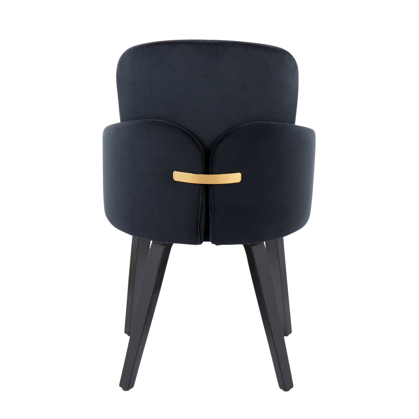 Dahlia Contemporary Dining Chair in Black Wood and Black Velvet with Gold Accent By LumiSource - Set of 2 | Dining Chairs | Modishstore - 8