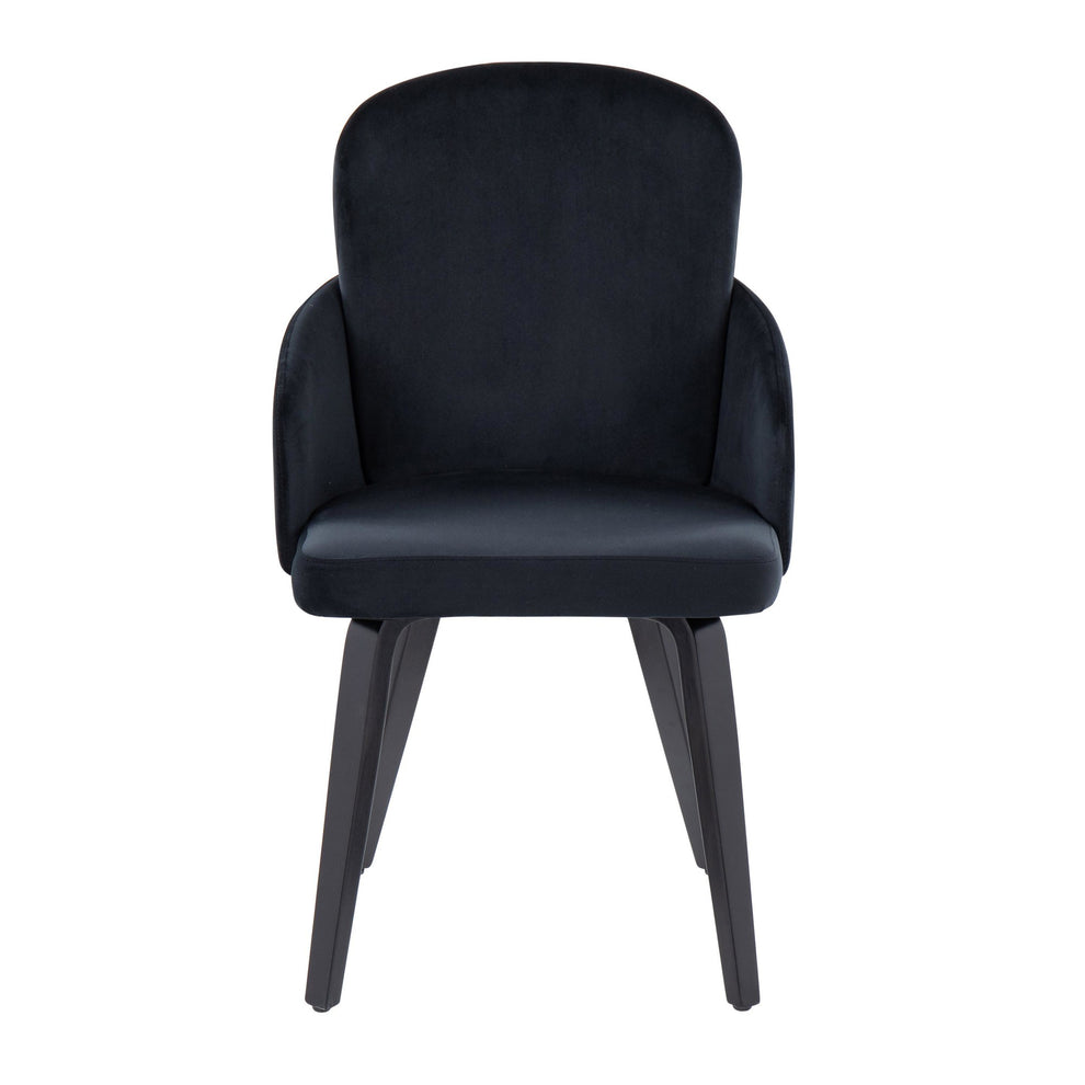 Dahlia Contemporary Dining Chair in Black Wood and Black Velvet with Gold Accent By LumiSource - Set of 2 | Dining Chairs | Modishstore - 2