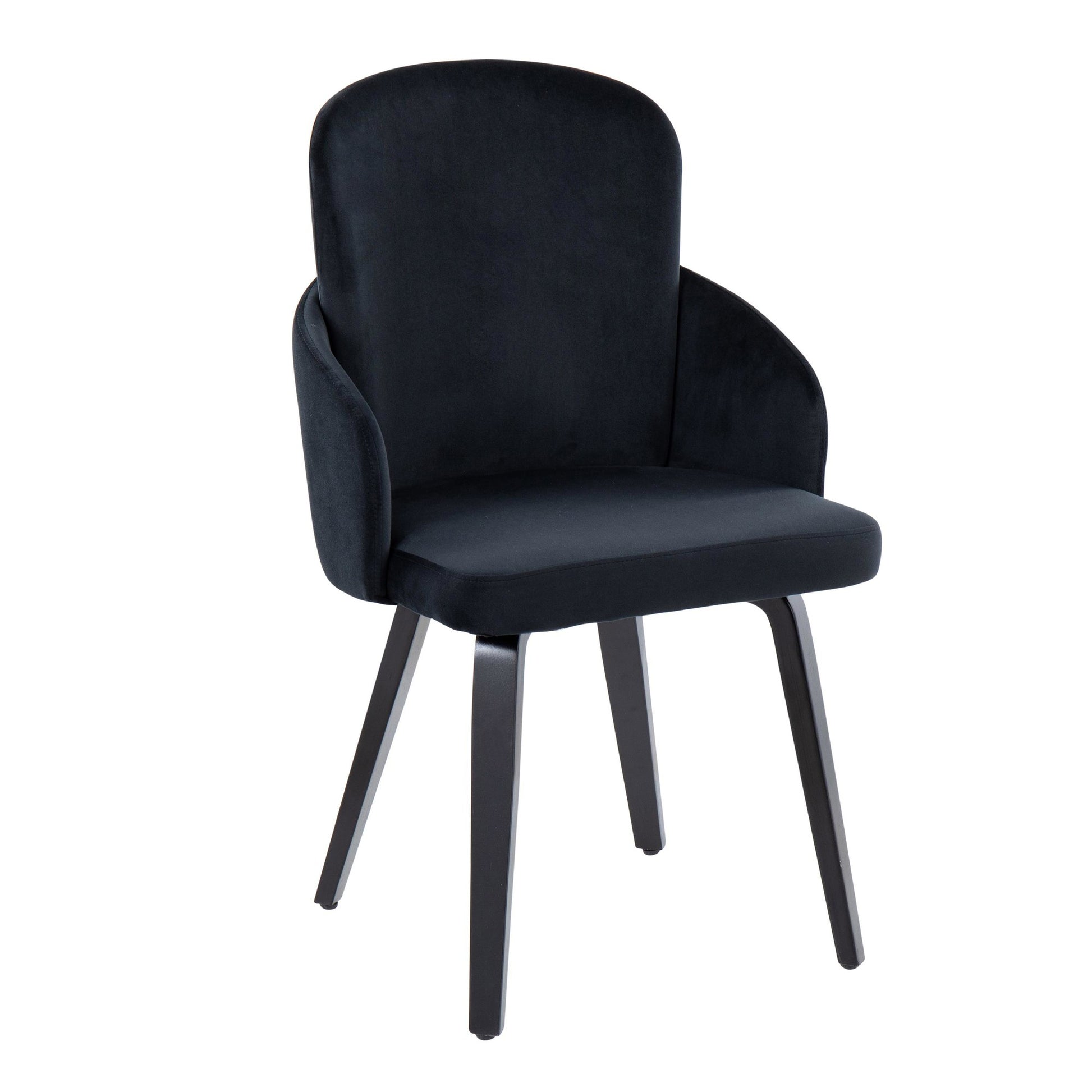 Dahlia Contemporary Dining Chair in Black Wood and Black Velvet with Gold Accent By LumiSource - Set of 2 | Dining Chairs | Modishstore - 5