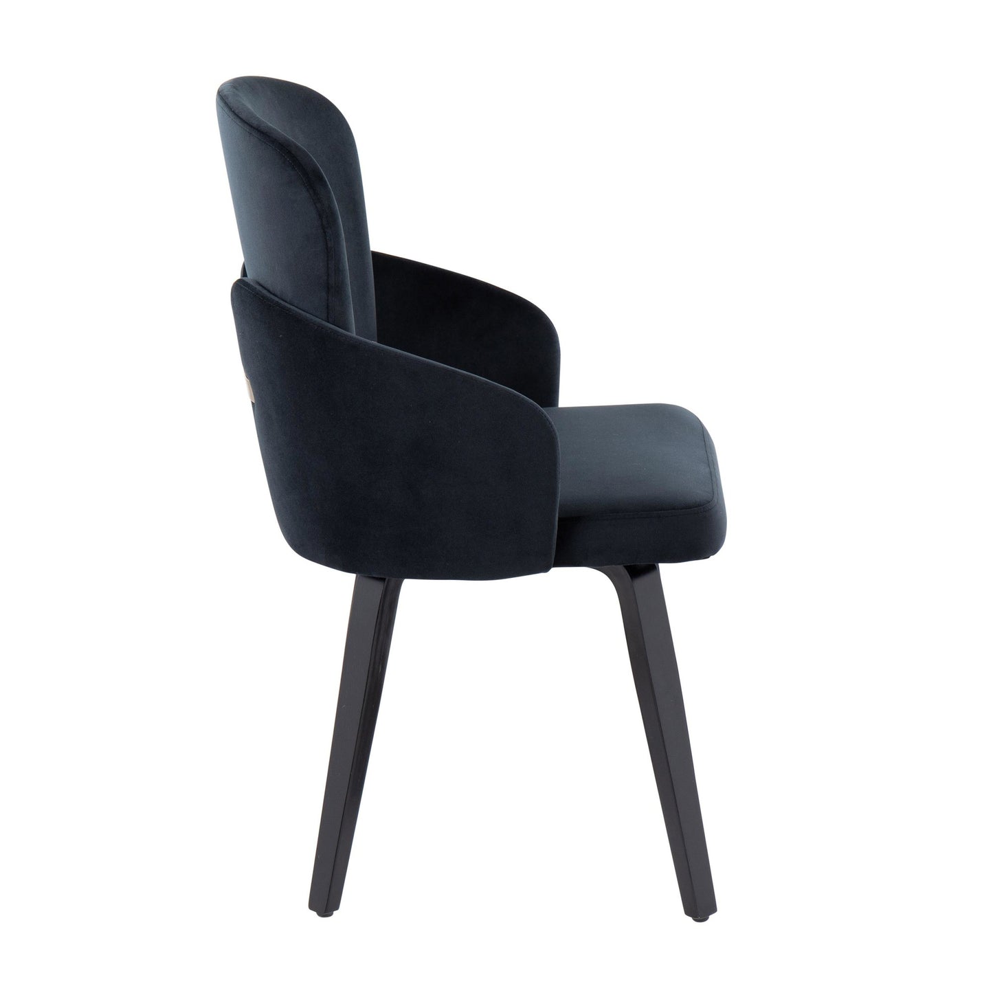 Dahlia Contemporary Dining Chair in Black Wood and Black Velvet with Gold Accent By LumiSource - Set of 2 | Dining Chairs | Modishstore - 6