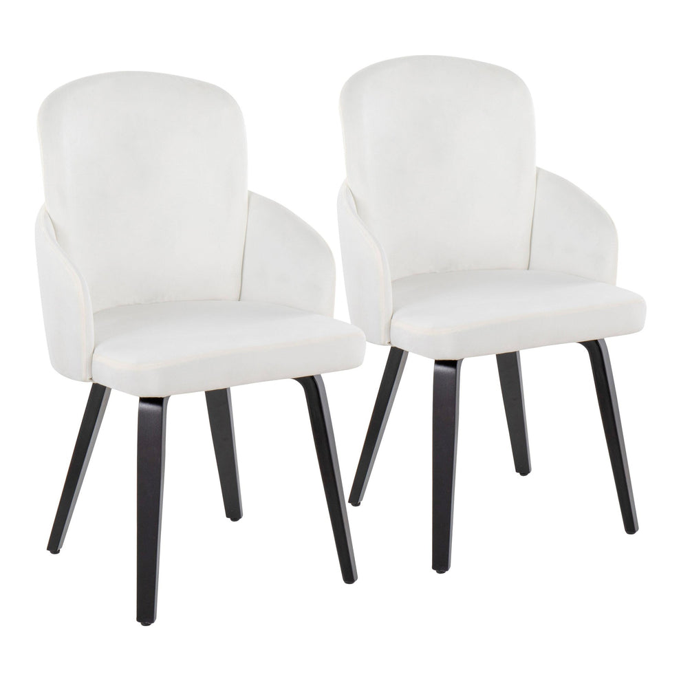 Dahlia Contemporary Dining Chair in Black Wood and Black Velvet with Gold Accent By LumiSource - Set of 2 | Dining Chairs | Modishstore - 9