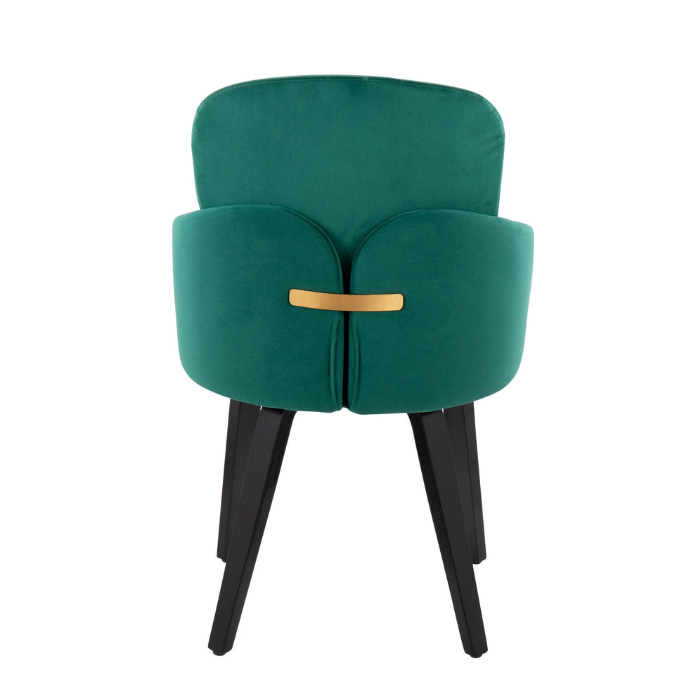 Dahlia Contemporary Dining Chair in Black Wood and Black Velvet with Gold Accent By LumiSource - Set of 2 | Dining Chairs | Modishstore - 24