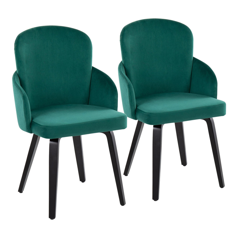 Dahlia Contemporary Dining Chair in Black Wood and Black Velvet with Gold Accent By LumiSource - Set of 2 | Dining Chairs | Modishstore - 17