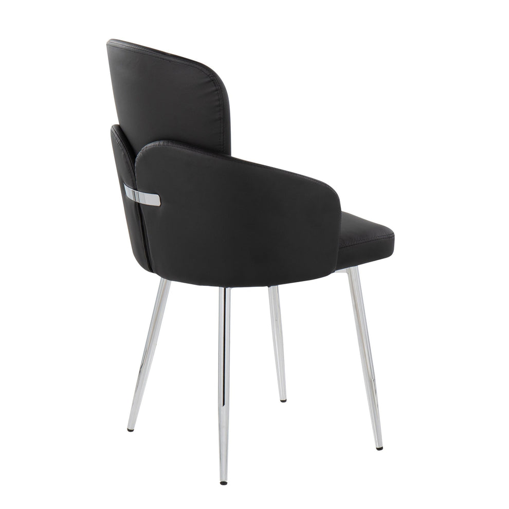 Dahlia Contemporary Dining Chair in Chrome Metal and Black Faux Leather with Chrome Accent By LumiSource - Set of 2 | Dining Chairs | Modishstore - 7