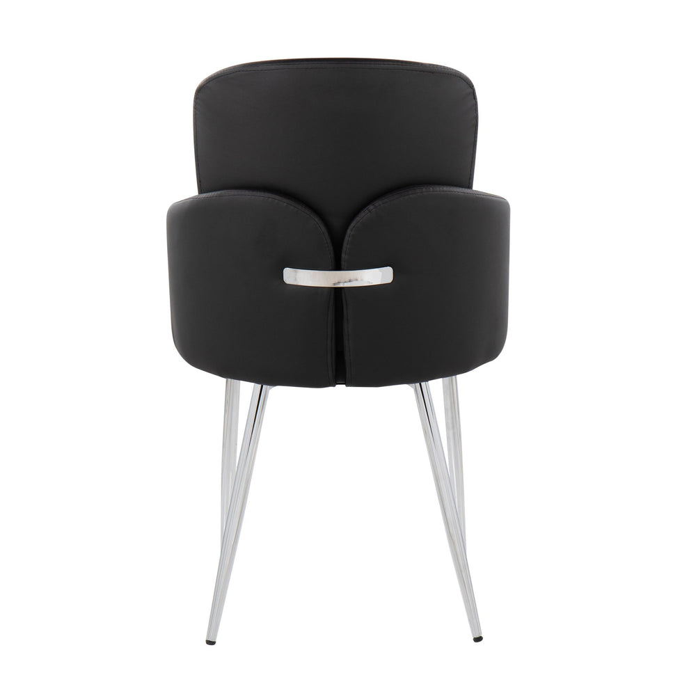 Dahlia Contemporary Dining Chair in Chrome Metal and Black Faux Leather with Chrome Accent By LumiSource - Set of 2 | Dining Chairs | Modishstore - 8