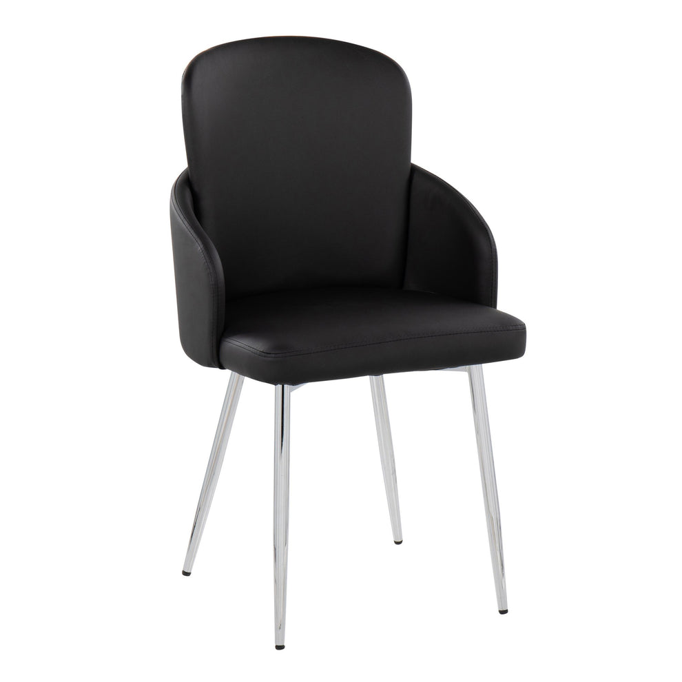Dahlia Contemporary Dining Chair in Chrome Metal and Black Faux Leather with Chrome Accent By LumiSource - Set of 2 | Dining Chairs | Modishstore - 5