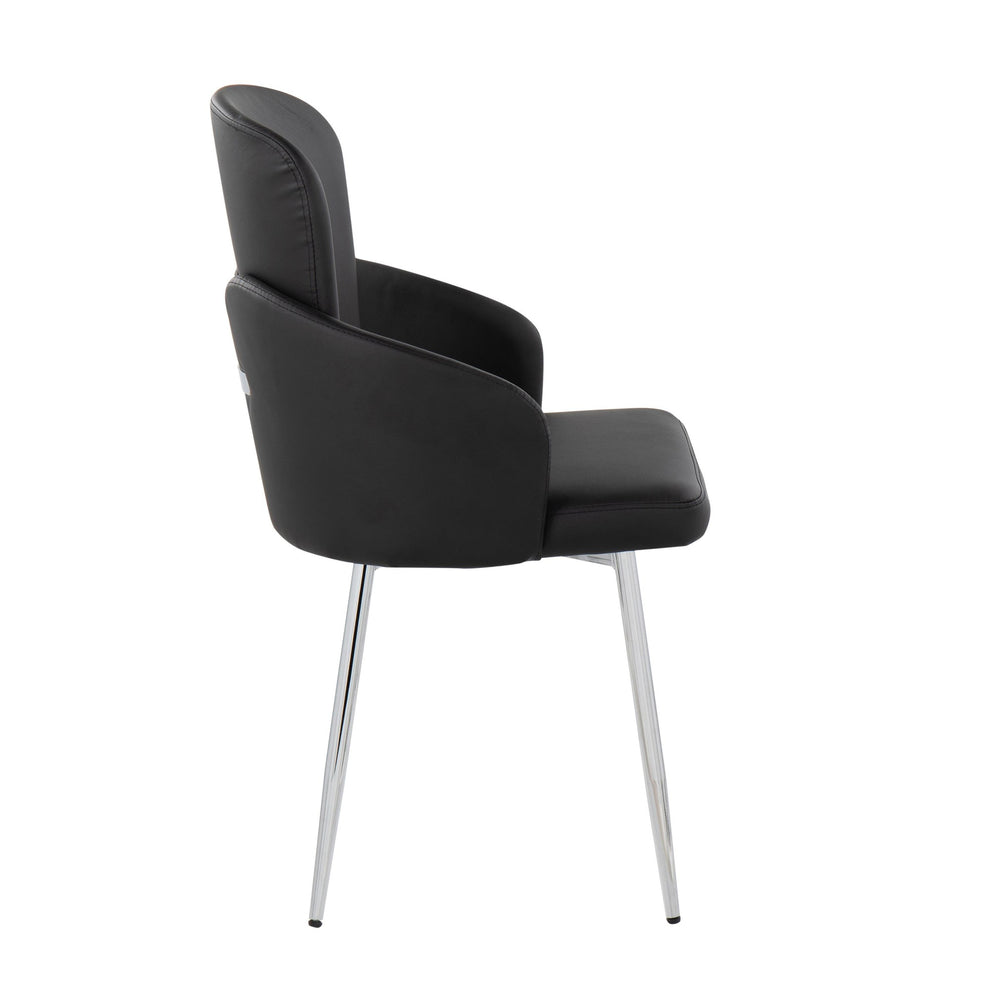 Dahlia Contemporary Dining Chair in Chrome Metal and Black Faux Leather with Chrome Accent By LumiSource - Set of 2 | Dining Chairs | Modishstore - 6