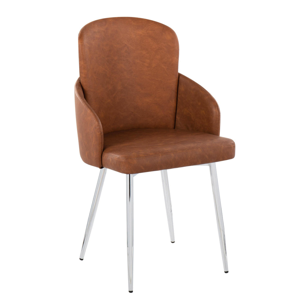 Dahlia Contemporary Dining Chair in Chrome Metal and Black Faux Leather with Chrome Accent By LumiSource - Set of 2 | Dining Chairs | Modishstore - 13