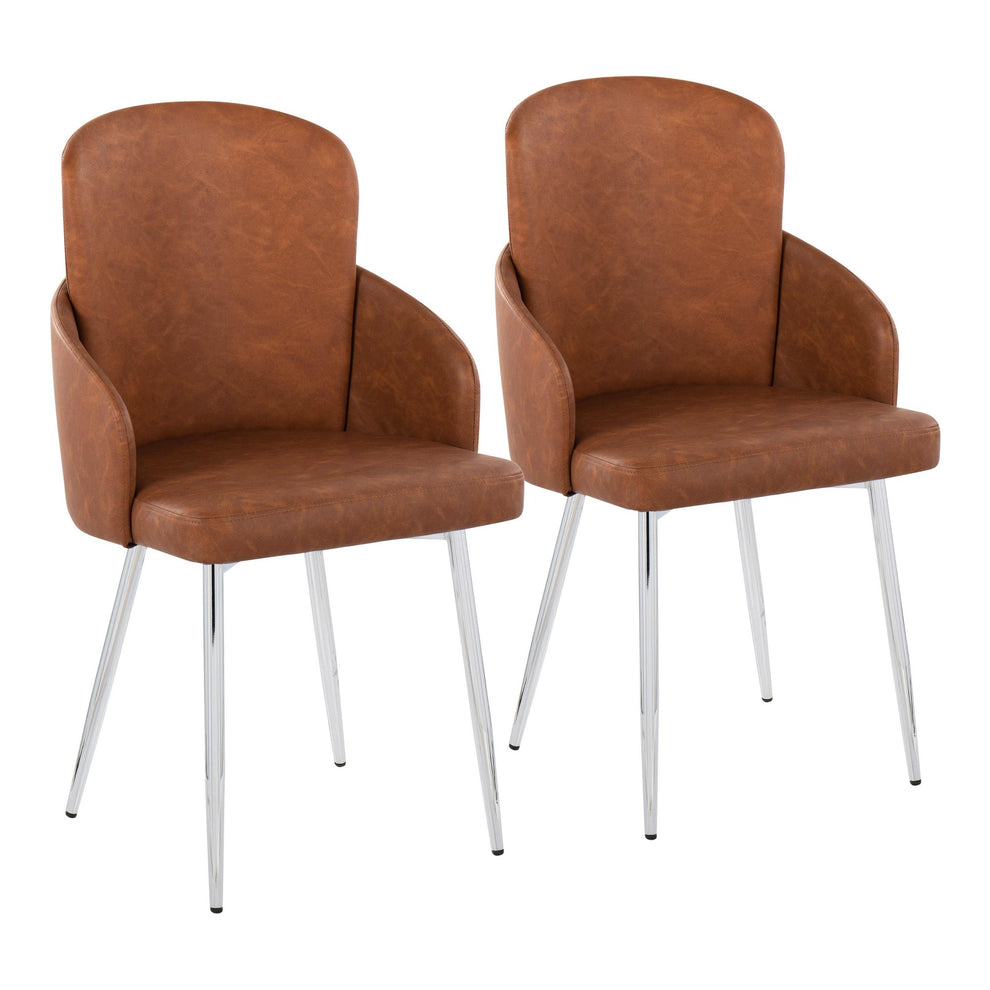 Dahlia Contemporary Dining Chair in Chrome Metal and Black Faux Leather with Chrome Accent By LumiSource - Set of 2 | Dining Chairs | Modishstore - 9