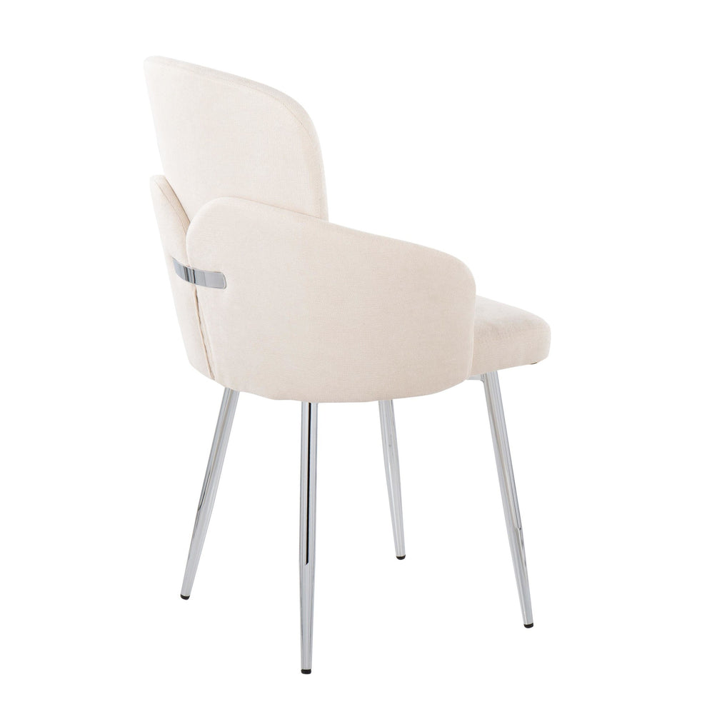 Dahlia Contemporary Dining Chair in Chrome Metal and Cream Fabric with Chrome Accent By LumiSource - Set of 2 | Dining Chairs | Modishstore - 7