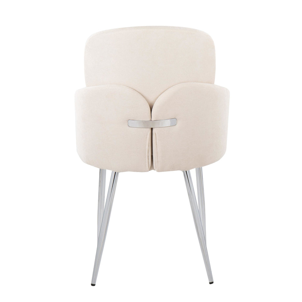 Dahlia Contemporary Dining Chair in Chrome Metal and Cream Fabric with Chrome Accent By LumiSource - Set of 2 | Dining Chairs | Modishstore - 8
