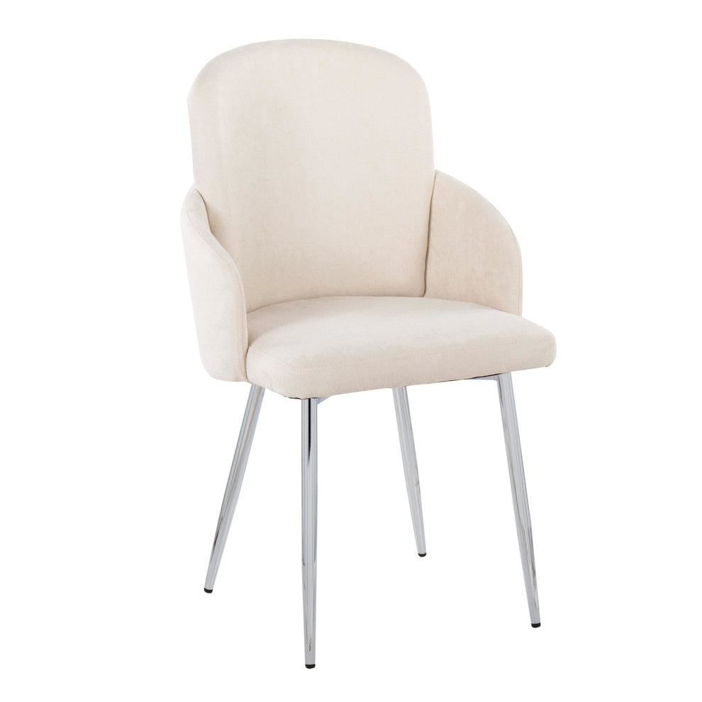 Dahlia Contemporary Dining Chair in Chrome Metal and Cream Fabric with Chrome Accent By LumiSource - Set of 2 | Dining Chairs | Modishstore - 5